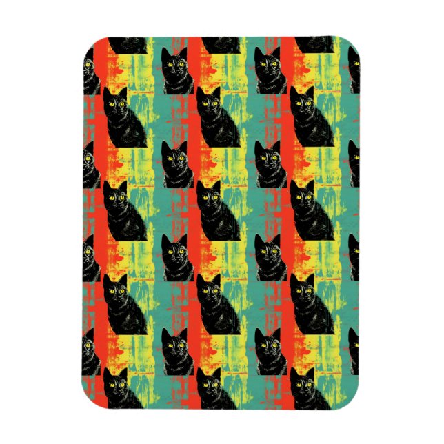Magnet Flexible Motif de chat noir rétro (Vertical)