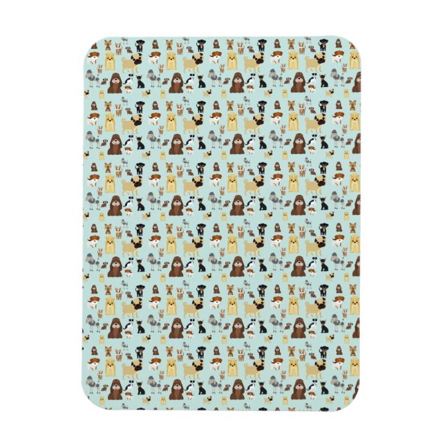 Magnet Flexible motif de chiens arrière - plans bleu clair. (Vertical)