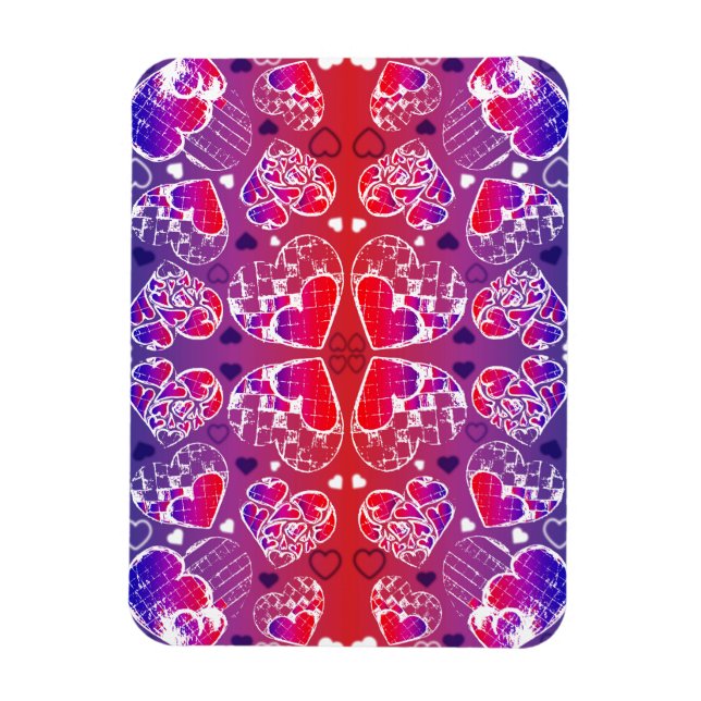 Magnet Flexible Motif de coeur romantique violet et rouge Whimsica (Vertical)
