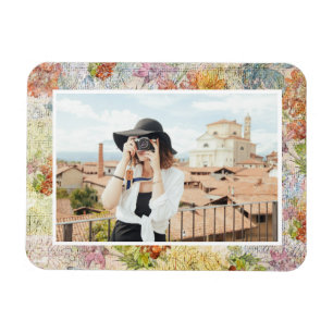 Magnet Flexible Motif de fleur en détresse vintage photo personnal