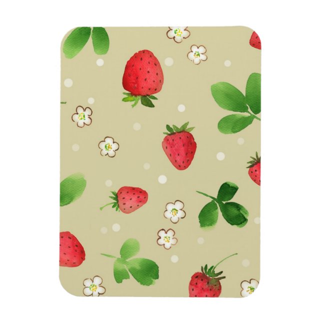 Magnet Flexible Motif de fraises d'aquarelle (Vertical)