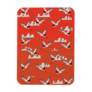Magnet Flexible Motif de grue asiatique rouge
