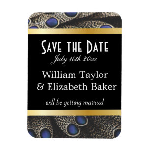 Magnet Flexible Motif de paon et bandes dorées