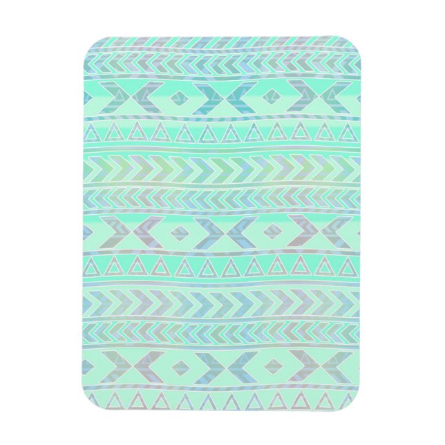 Magnet Flexible Motif de style d'art aztèque sarcelle pastel (Vertical)