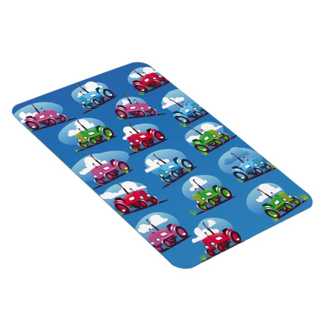 Magnet Flexible Motif de tracteur (fond bleu) (Côté Droit)