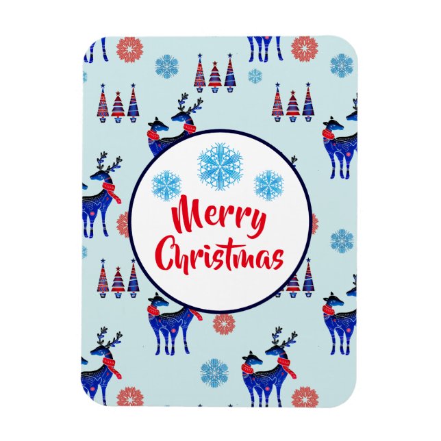 Magnet Flexible Motif des rennes, des arbres de Noël et des flocon (Vertical)