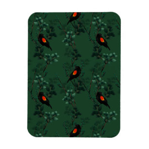 Magnet Flexible Motif d'oiseau-noir à ailes rouges