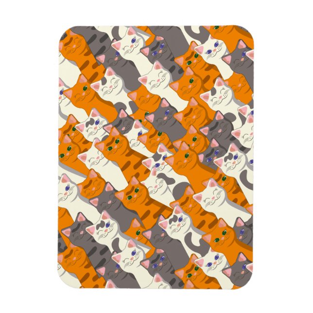 Magnet Flexible Motif en diagonale du chat noir blanc gingembre (Vertical)