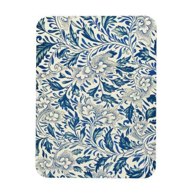 Magnet Flexible Motif Floral bleu Antique Design asiatique (Vertical)