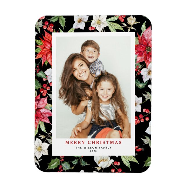 Magnet Flexible Motif Floral hiver Noir Photo Noël (Vertical)