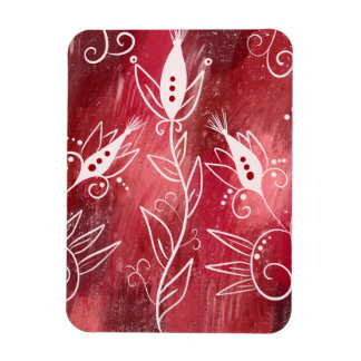 Magnet Flexible Motif Floral Rouge Et Blanc