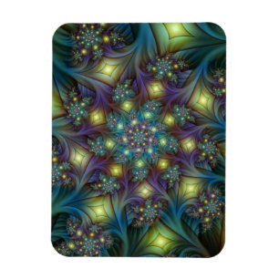 Magnet Flexible Motif fractal bleu abstrait éclairé