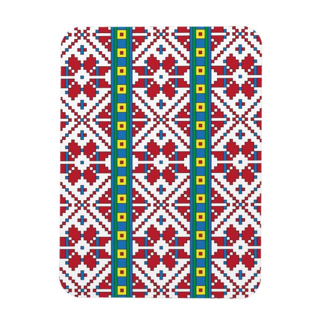 Magnet Flexible Motif géométrique tribal rouge, bleu et blanc étoi (Vertical)