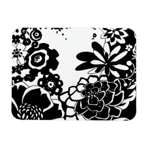 Magnet Flexible Motif graphique de jardin floral noir et blanc