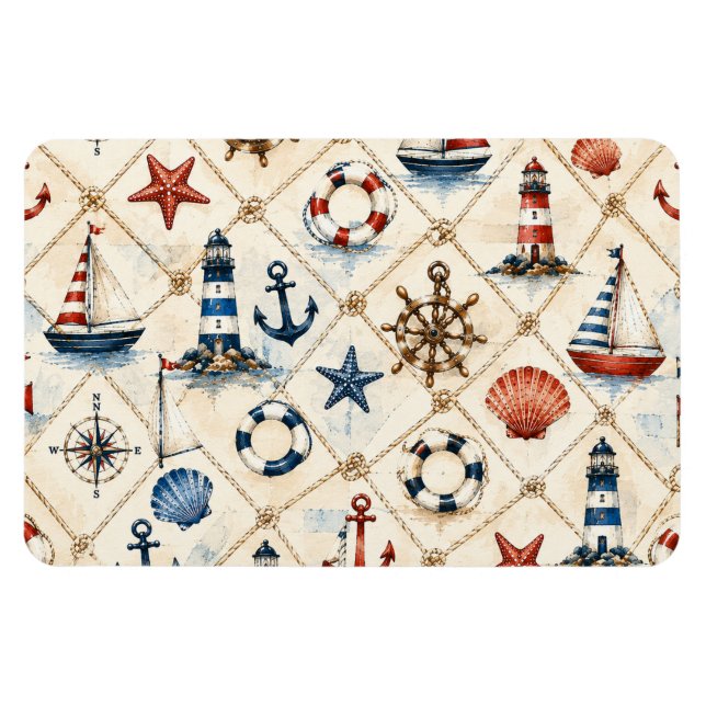 Magnet Flexible Motif nautique côtier sans couture (Horizontal)