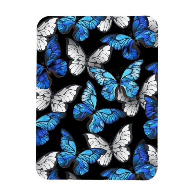 Magnet Flexible Motif sans couleur foncée avec papillons bleus Mor (Vertical)