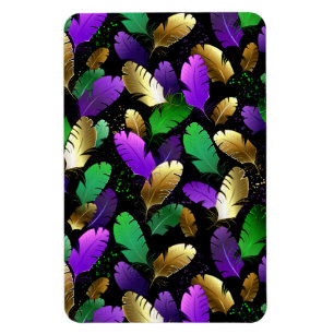 Magnet Flexible Motif sans couture avec des plumes de Mardi Gras