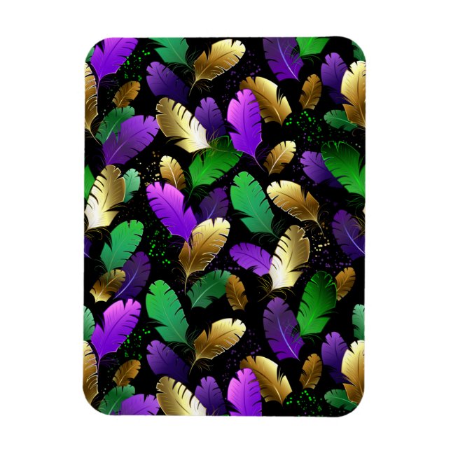 Magnet Flexible Motif sans couture avec des plumes de Mardi Gras (Vertical)