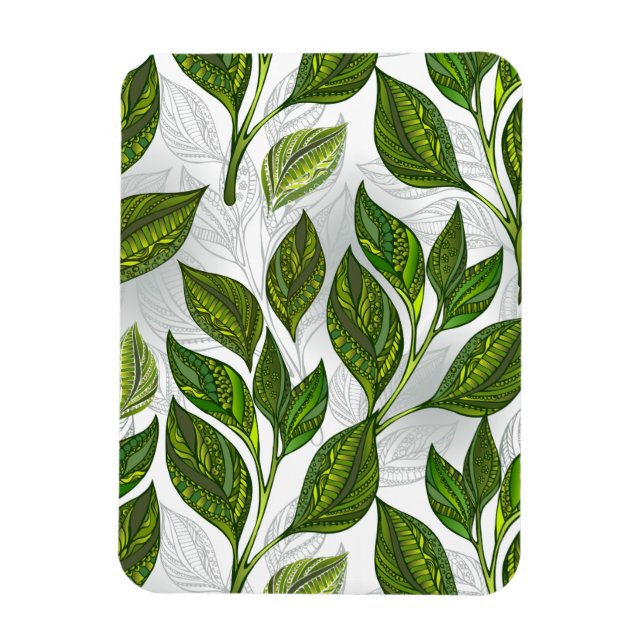 Magnet Flexible Motif sans couture avec Feuilles de thé vert (Vertical)