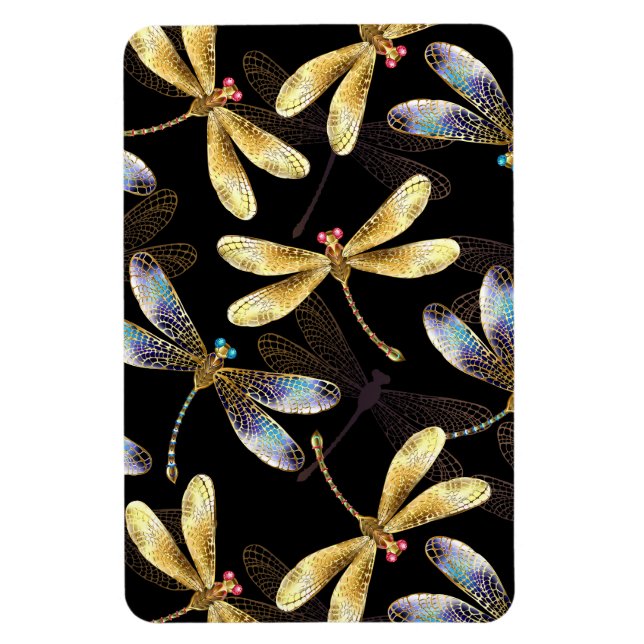 Magnet Flexible Motif sans couture avec libellules d'or (Vertical)