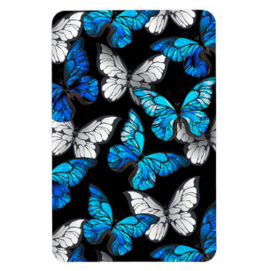 Magnet Flexible Motif sans couture sombre avec papillons bleus Mor