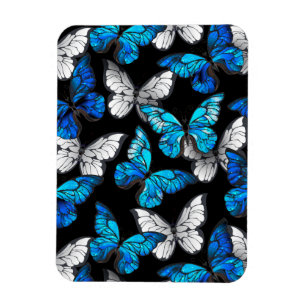 Magnet Flexible Motif sans couture sombre avec papillons bleus Mor