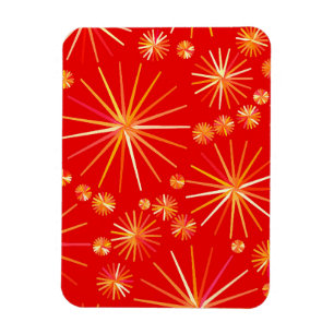 Magnet Flexible Motif Spoutnik du milieu du siècle, Rouge Profond