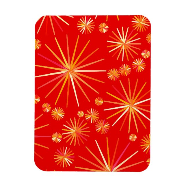 Magnet Flexible Motif Spoutnik du milieu du siècle, Rouge Profond (Vertical)