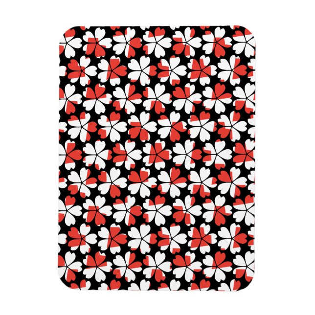 Magnet Flexible Motifs de fleurs blanches rouges mignons (Vertical)