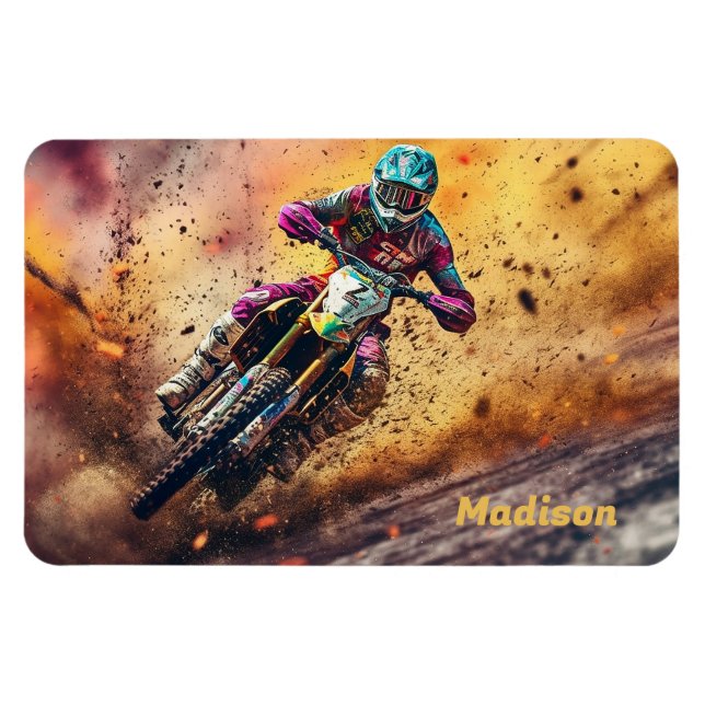 Magnet Flexible Motocross de nom personnalisé (Horizontal)