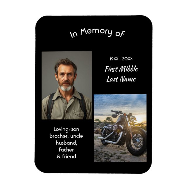 Magnet Flexible Motocyclette Chopper Souvenir Mémorial (Vertical)