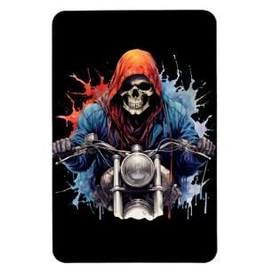 Magnet Flexible Motorcycle Aquarelle Skeleton Rider