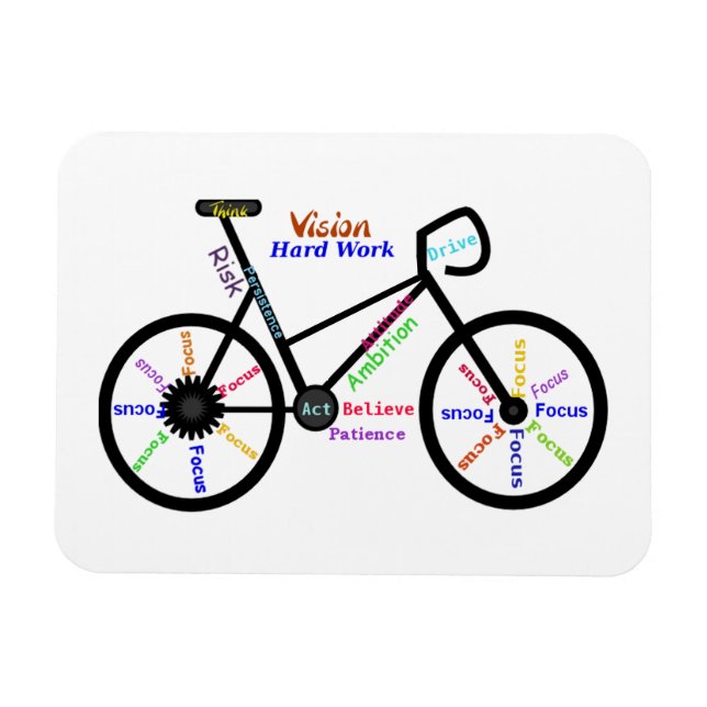 Magnet Flexible Mots Motivationnels, Vélo, Cyclisme, Vélo Femmes (Horizontal)