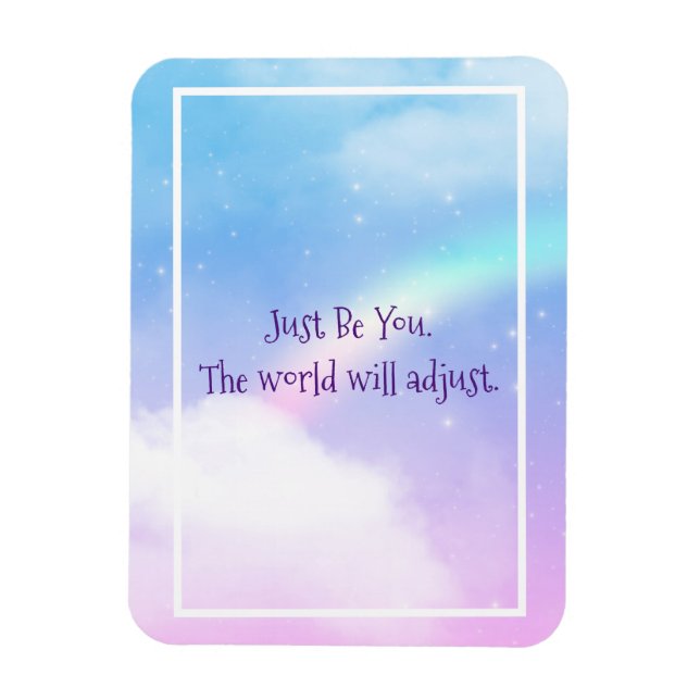 Magnet Flexible Mots positifs avec nuages pastel et arc-en-ciel (Vertical)