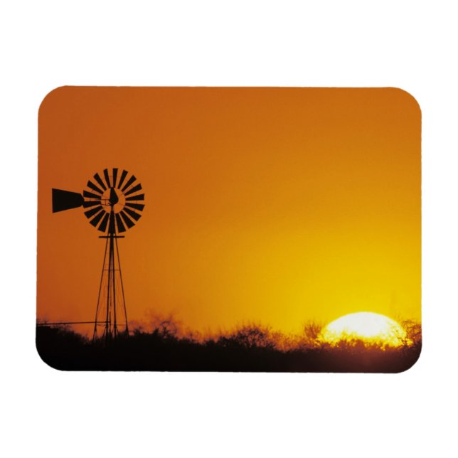 Magnet Flexible Moulin à vent au coucher du soleil, Sinton, Texas, (Horizontal)