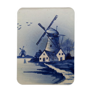 Magnet Flexible Moulin à vent bleu blanc de Delft vintage