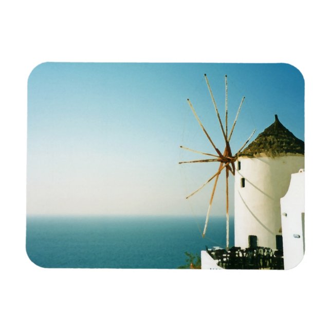 Magnet Flexible Moulin à vent de Santorin, Grèce (Horizontal)