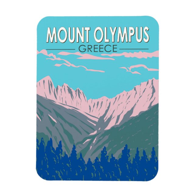 Magnet Flexible Mount Olympus Grèce Travel Art Vintage (Vertical)