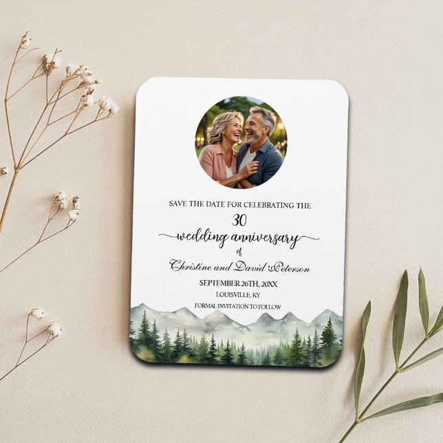 Magnet Flexible Mountain Pine 30 Wedding Anniversary Save the Date (Créateur téléchargé)
