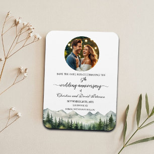 Magnet Flexible Mountain Pine 5 Anniversaire du Mariage Enregistre