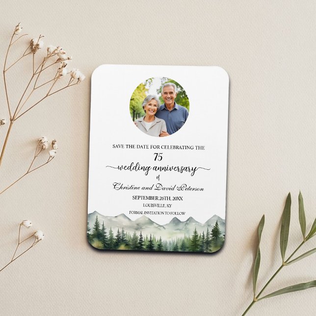 Magnet Flexible Mountain Pine 75e Anniversaire de Mariage Enregist (Créateur téléchargé)