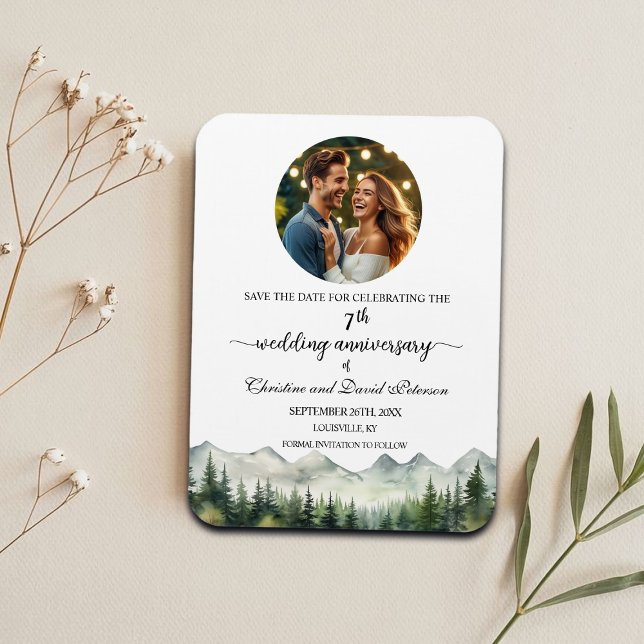 Magnet Flexible Mountain Pine 7 Wedding Anniversary Save the Date (Créateur téléchargé)