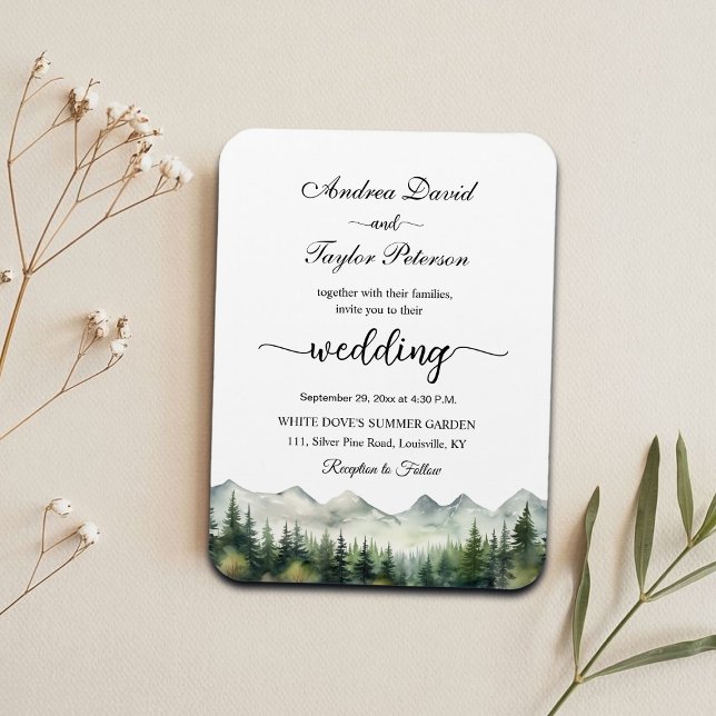 Magnet Flexible Mountains and Pines Elegant Wedding Invitation (Créateur téléchargé)