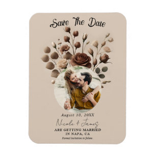 Magnet Flexible Mousse Marron Beige Floral Moccha Faire Part de Ré