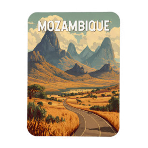 Magnet Flexible Mozambique Illustration Voyage Art Vintage