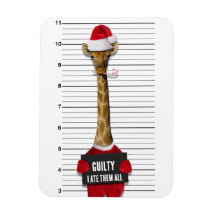 Magnet Flexible Mugshot Guilty Giraffe Drôle Noël