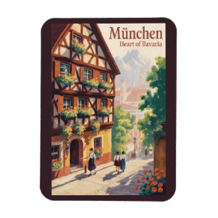 Magnet Flexible Munich Allemagne Bavière Illustration Voyage Art