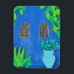 Magnet Flexible Mur Jardin Bleu Majorque Maroc<br><div class="desc">Joli mur bleu et des plantes colorés,  dessinés à la main par moi pour vous ! Jetez un oeil à mon magasin pour plus !</div>