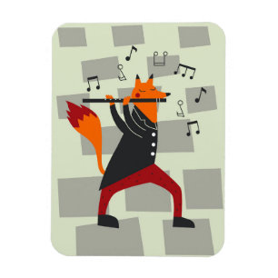 Magnet Flexible Musique Art Un Renard Et Flûte