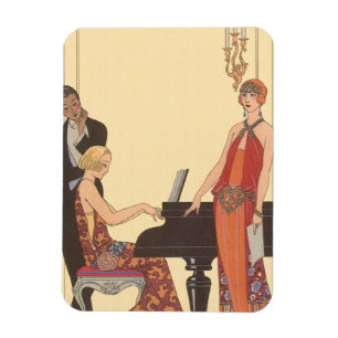 Magnet Flexible Musique Vintage, Art Déco Pianiste Musicien Chante